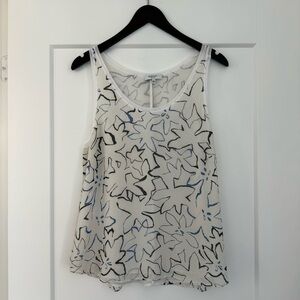 BABATON SILK CAMISOLE BLOUSE IN WHITE, BLUE & BLACK